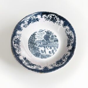 Vintage Blue Transferware English Village Serving Bowl